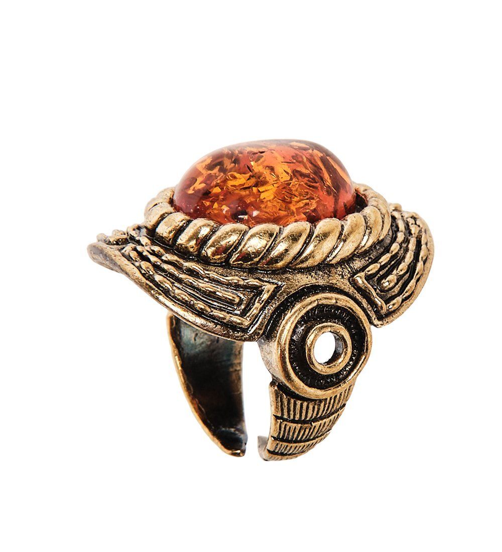 AM-2479 Кольцо «Орбита» (латунь, янтарь)