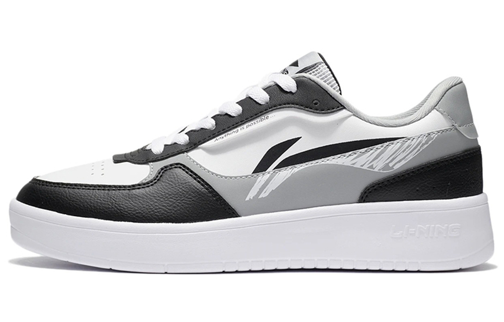 LiNing Li Ning Duda casual all-match white shoes, breathable, non-slip, wear-resistant, increased low-top sneakers, black and white