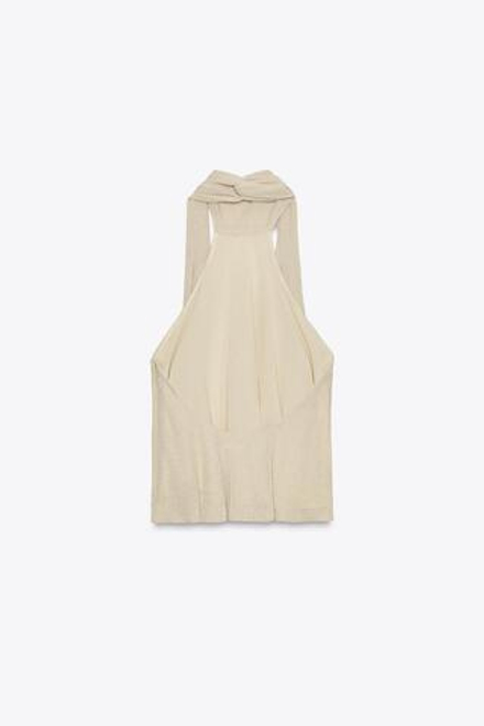 ZARA ТОП С ГОРЛОВИНОЙ ХАЛТЕР ИЗ МЕТАЛЛИЗИРОВАННОЙ НИТИ, ЗОЛОТИСТЫЙ