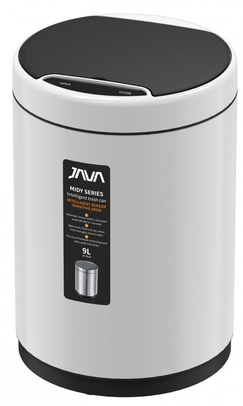 Ведро для мусора СЕНСОРНОЕ  (круг. БЕЛЫЙ)  9л. JAVA