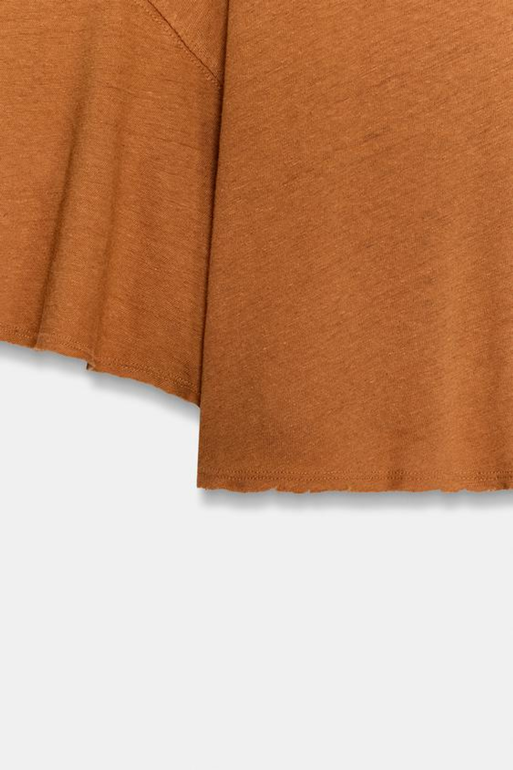 ZARA ФУТБОЛКА ИЗ ХЛОПКА И ЛЬНА, ЦВЕТ ЖЖЕНОГО АПЕЛЬСИНА