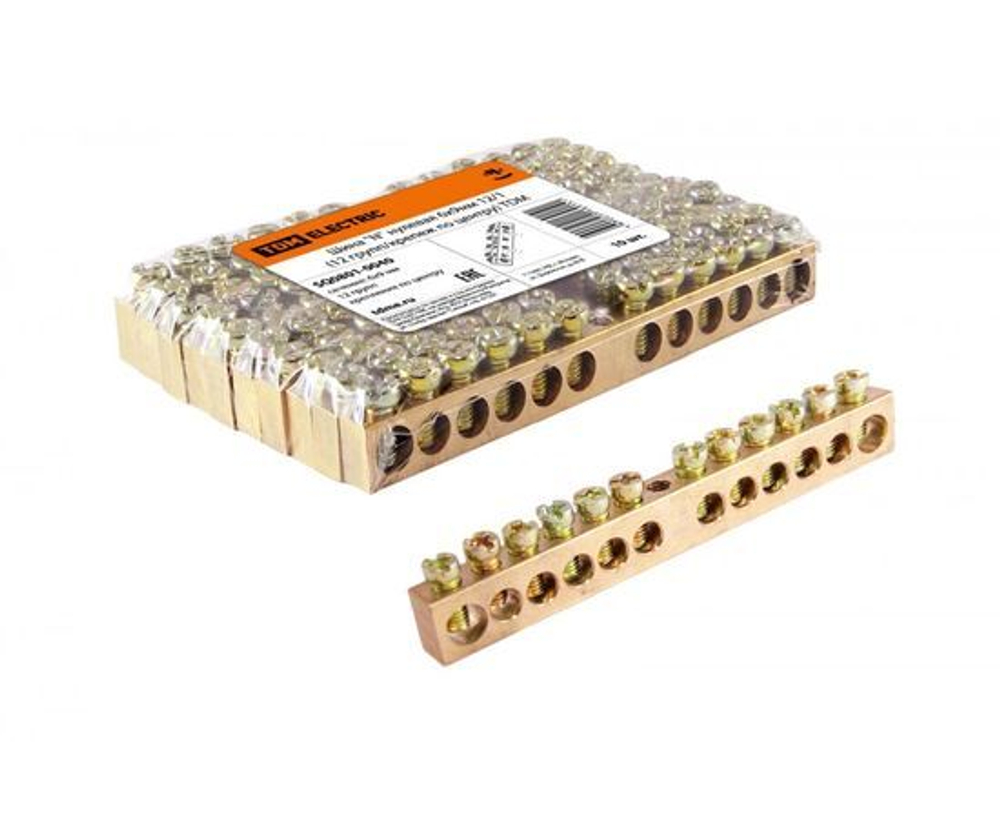 Шина N-нулевая 6х9мм 4:1 (4 группы крепеж по центру) никелированная TDM SQ0801-0301