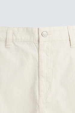 ZARA ШОРТЫ REGULAR FIT В ПОЛОСКУ, ЭКРЮ