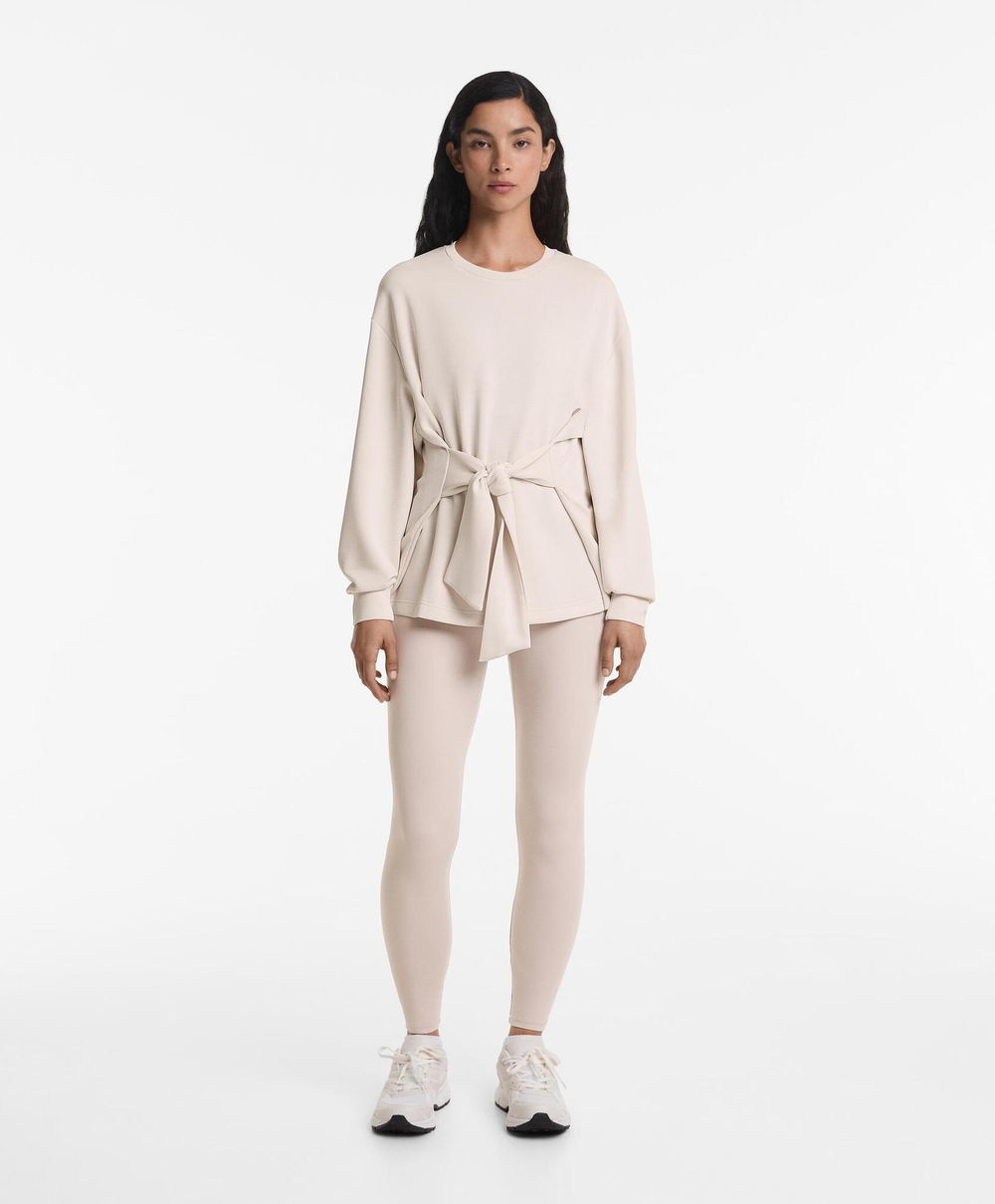 Oysho Толстовка мягкая на ощупь с завязкой на талии, серо-бежевый