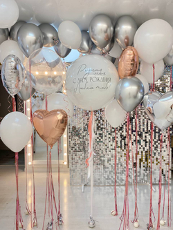 Воздушные шары розовое золото / шары на потолок / шарики на грузиках №46