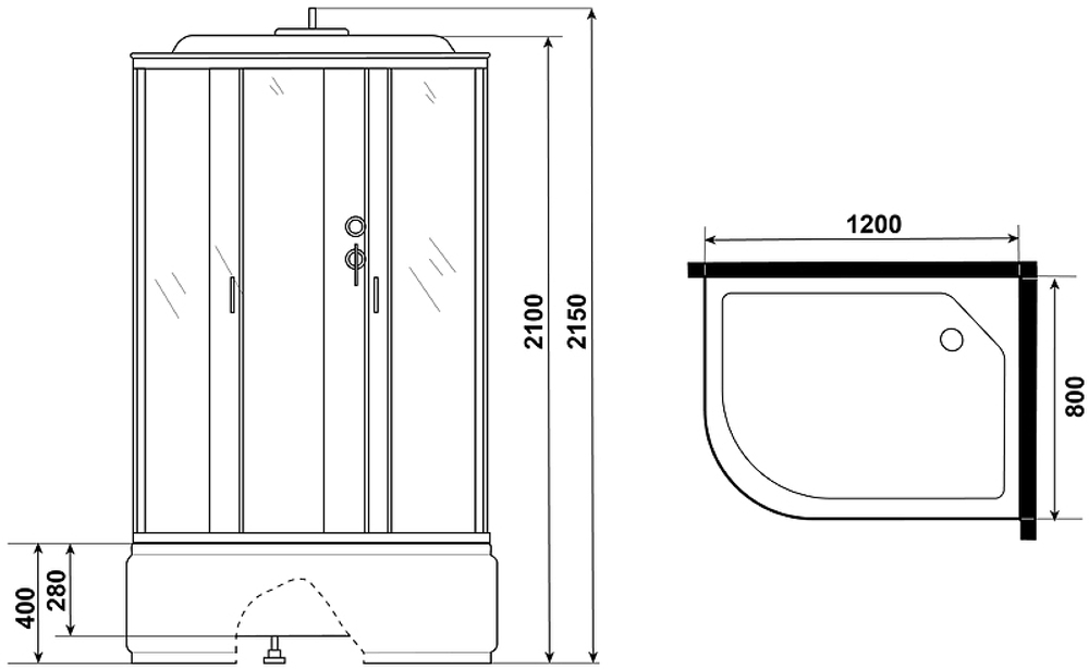 Душевая кабина Niagara Classic NG-2510-14R 120x80 без гидромассажа