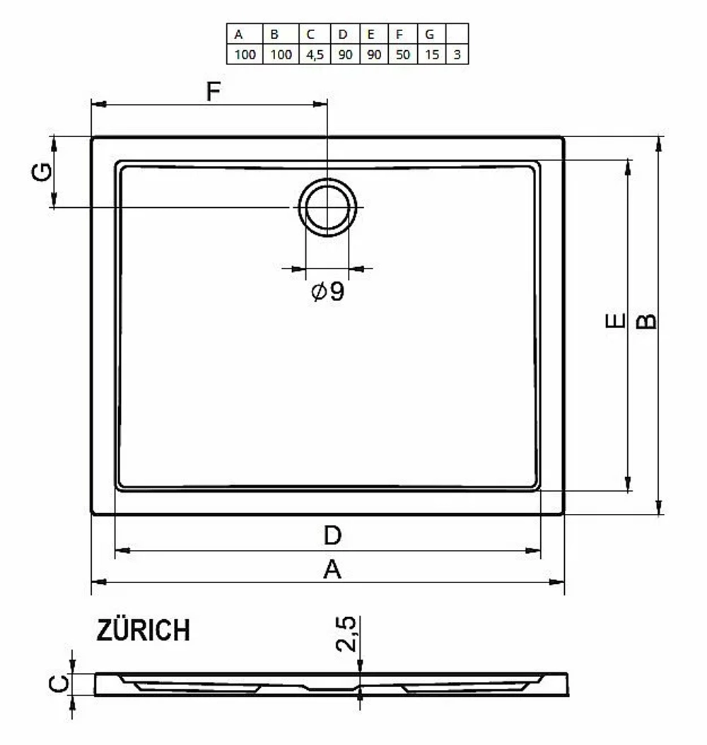 Душевой поддон Riho Zurich 260 100х100 D001012005 белый
