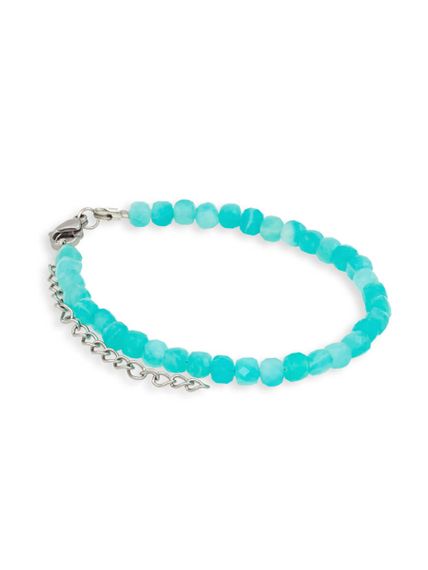 Фото браслета из амазонита куб 4 мм, вид полубоком