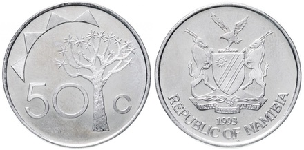 Намибия 50 центов, 1993 - 2022 Колчанное дерево XF