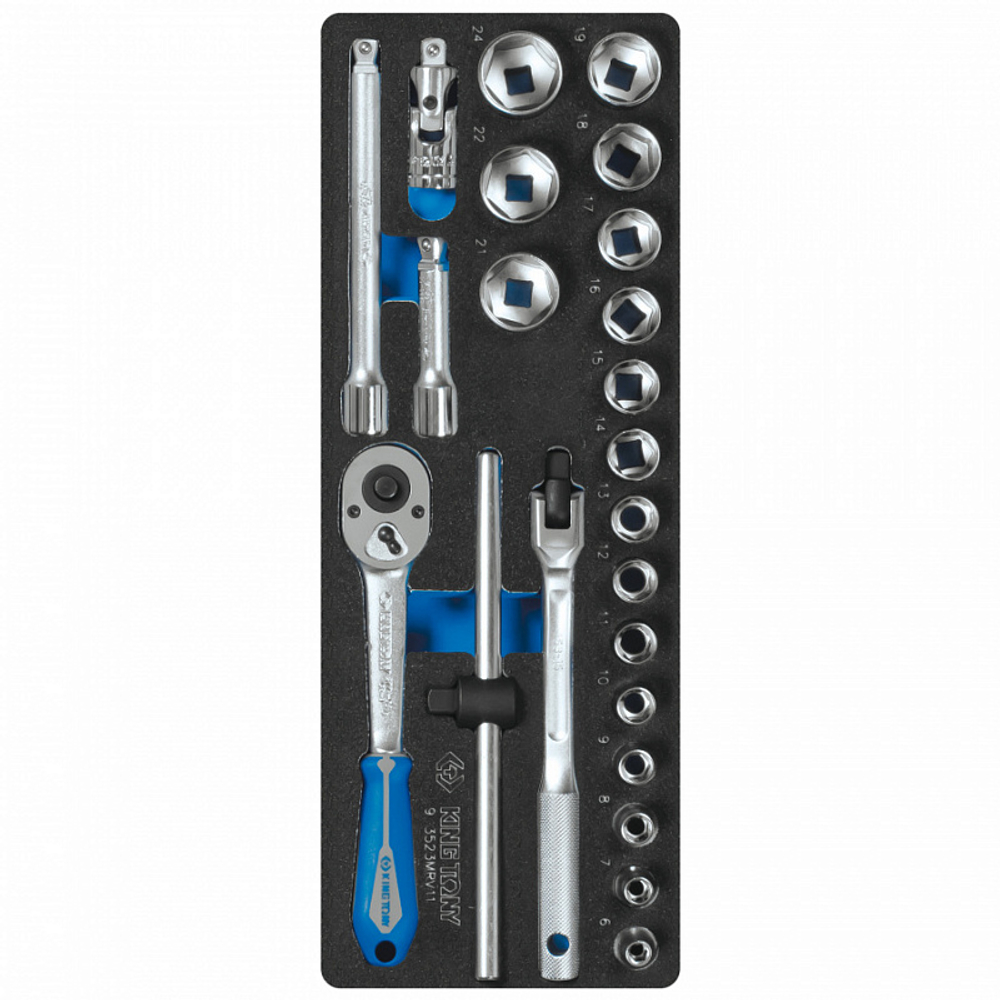 Набор торцевых головок 3/8"" с принадлежностями, ложемент, 23 предмета