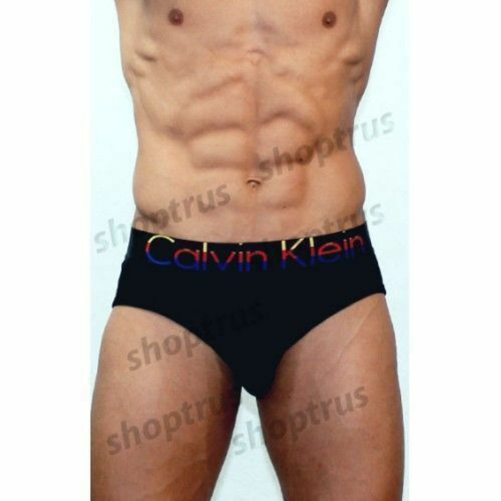 Мужские трусы брифы черные Calvin Klein Black Rainbow waist