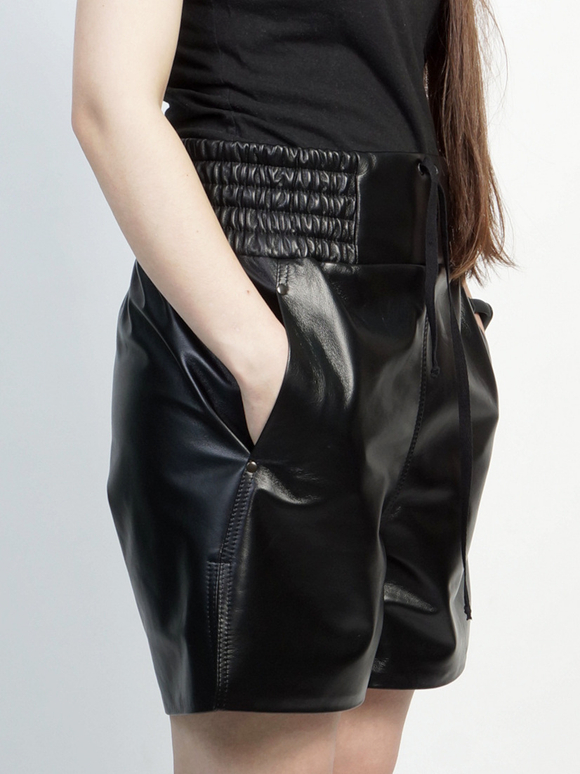 Кожаные шорты боксеры на резинке