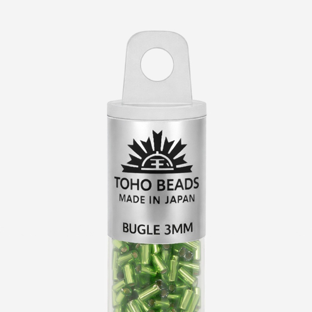Японский бисер TOHO Bugle (стеклярус) 3mm (№27), с внутренним серебрением, прозрачный