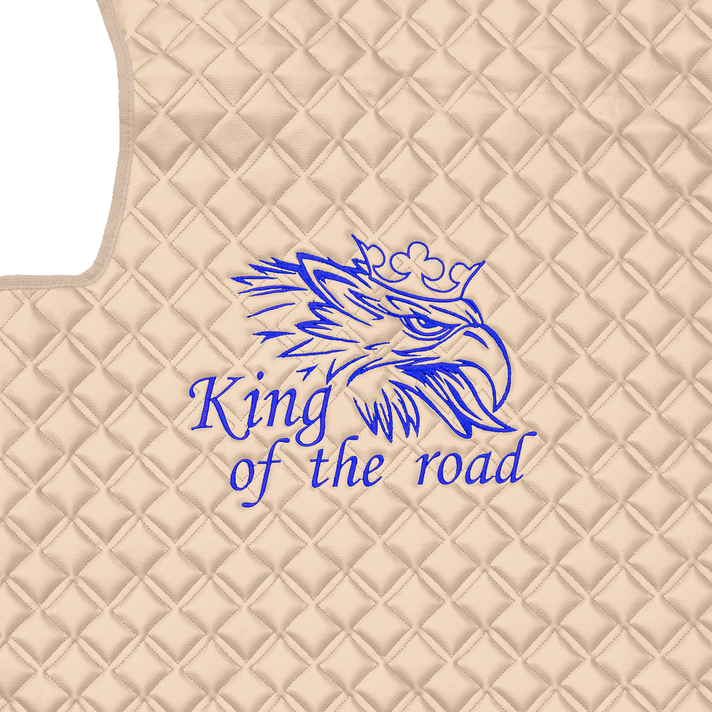 Ковры SCANIA 5 серии R (механика) (экокожа, бежевый, бежевый кант, синяя вышивка)