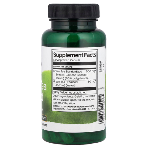 Swanson Vitamins, Экстракт зеленого чая, 500 мг, 60 капсул