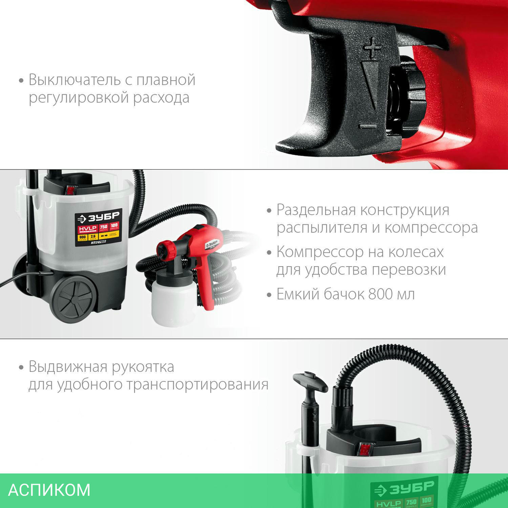 Электрический краскопульт Зубр КПЭ-750