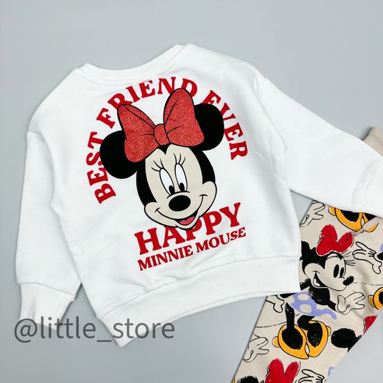 Комплект из футера "Minnie mouse" белый/бежевый