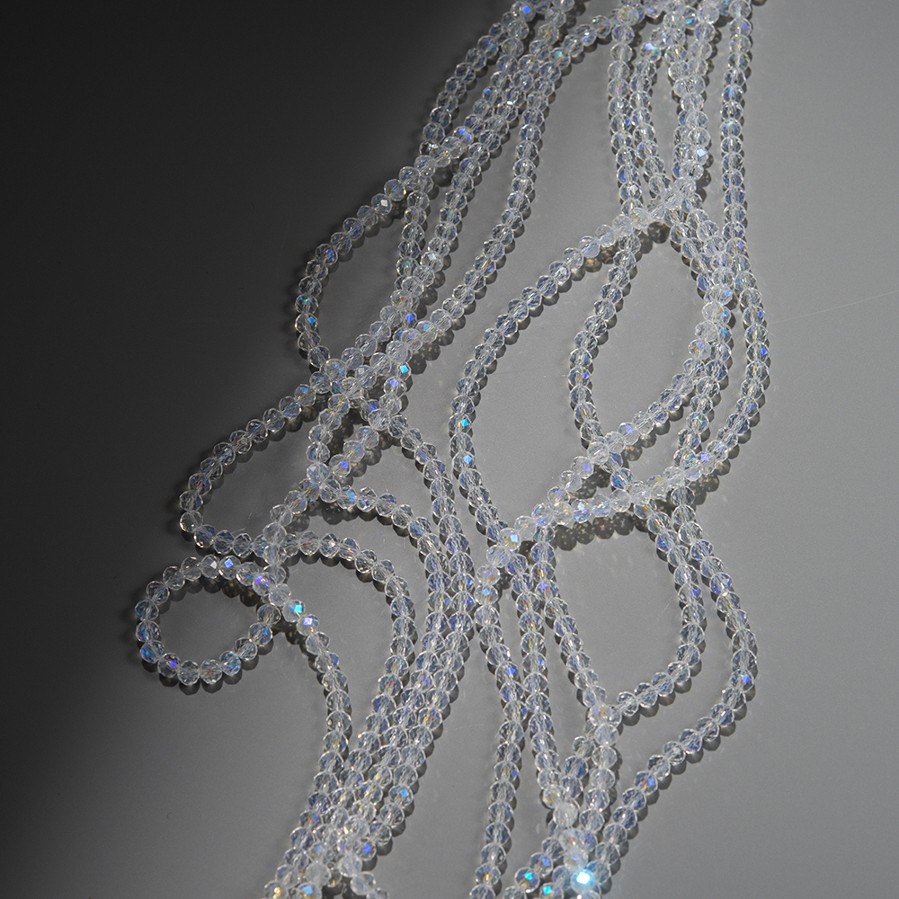 Хрустальные бусины "Марказит" с эффектом иризации, оттенок "Белый", 4,2*3,5мм, рондель