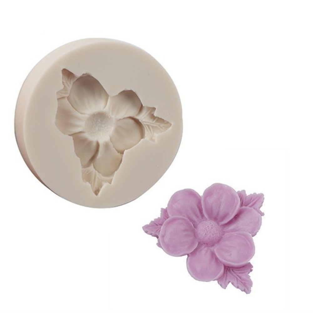 Молд силиконовый для творчества "Цветок. Фиалка. Примула. Лютик." 6 см / Форма для мыла, воска, гипса, полимерной глины, фитомолд