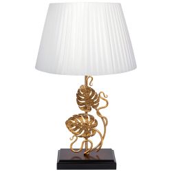 Настольная лампа Monstera Deliciosa (Монстера) Каштан Амбер с абажуром Шебби Белый