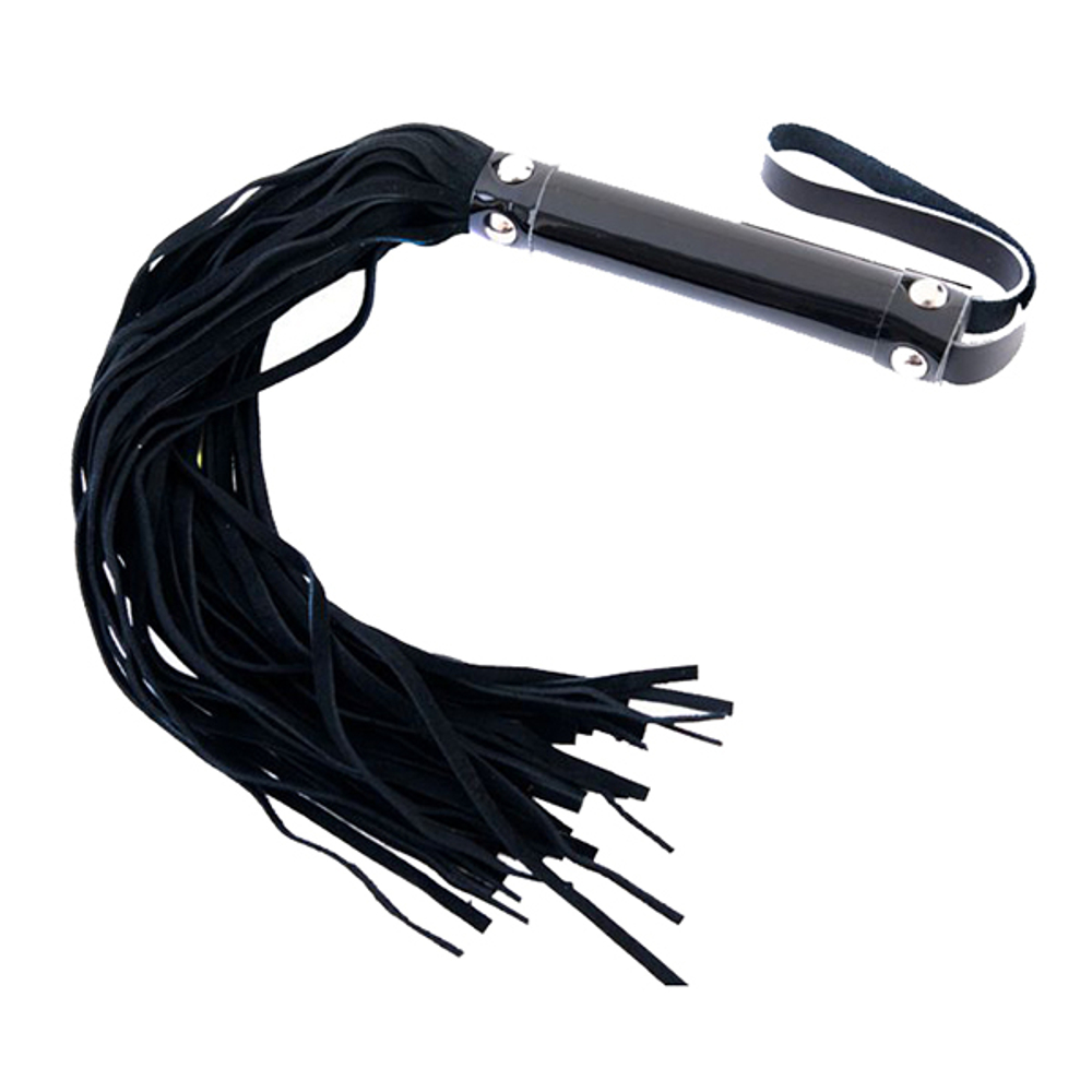Чёрный флоггер из замши 49см с 40 хвостами ToyFa Theatre 700003