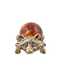 AM-3657 Фигурка «Енот» (латунь, янтарь)