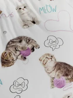 Наволочка комплект 2шт перкаль Сказка "Пушистики" 30х30 см на молнии