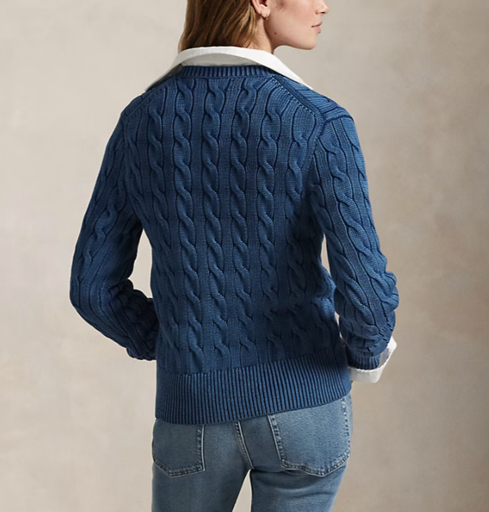 Кардиган из хлопка с круглым вырезом, вязаный косами Polo Ralph Lauren