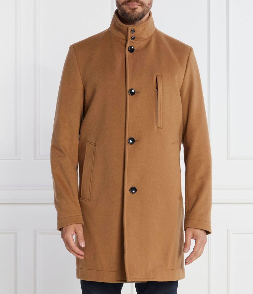 Хлопковое пальто h hyde standup c BOSS BLACK - коричневый(50502271)