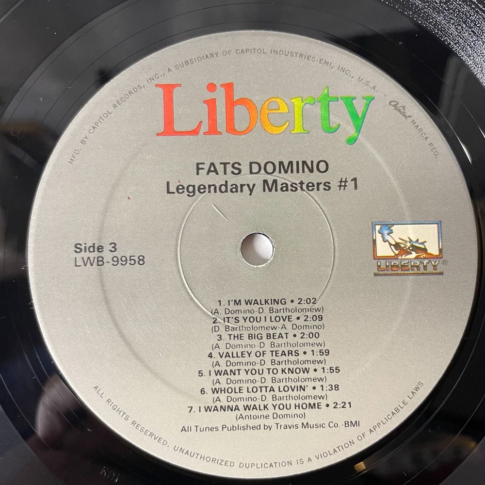 Винтажная виниловая пластинка LP Fats Domino Legendary Masters 1 (USA 1977)