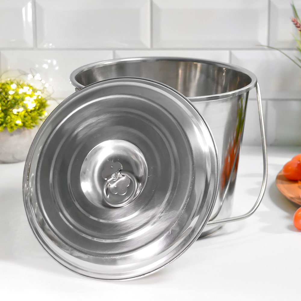 Ведро 5л нерж с кышкой, с меркой