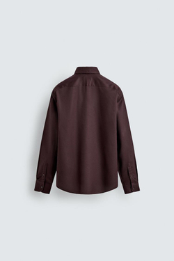 ZARA РУБАШКА ИЗ РЕЛЬЕФНОЙ ТКАНИ EASY CARE, БОРДОВЫЙ