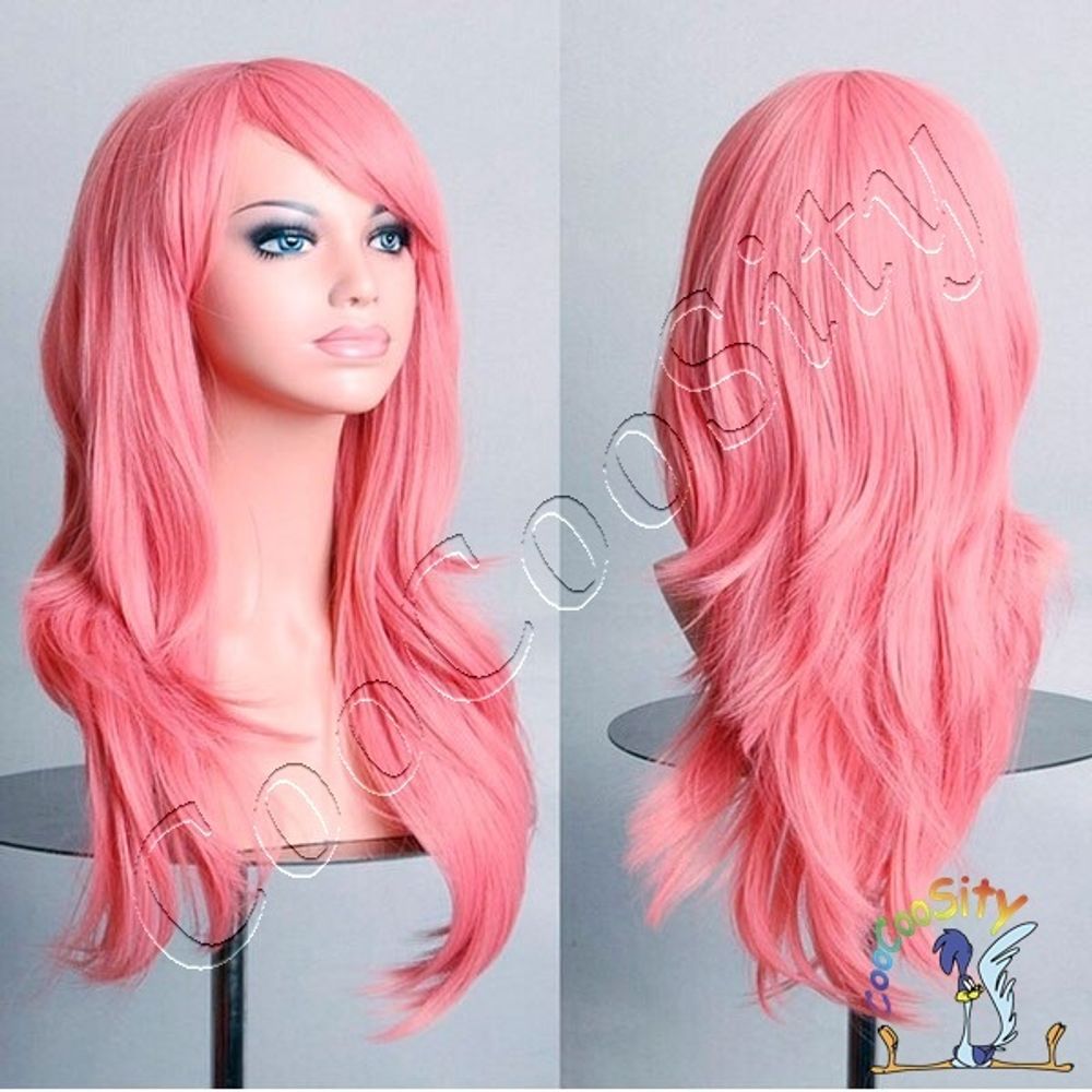 парик Анимэ, розовый, искусственный волос