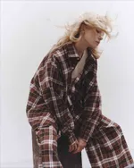 Брюки One Two Plaid Baggy Pants Chocolate