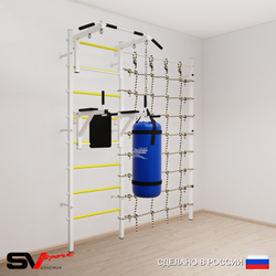 Шведская стенка Sv Sport 50330 (Турник стандарт/Брусья/Цепь/Мешок 30кг/Канатный лаз)
