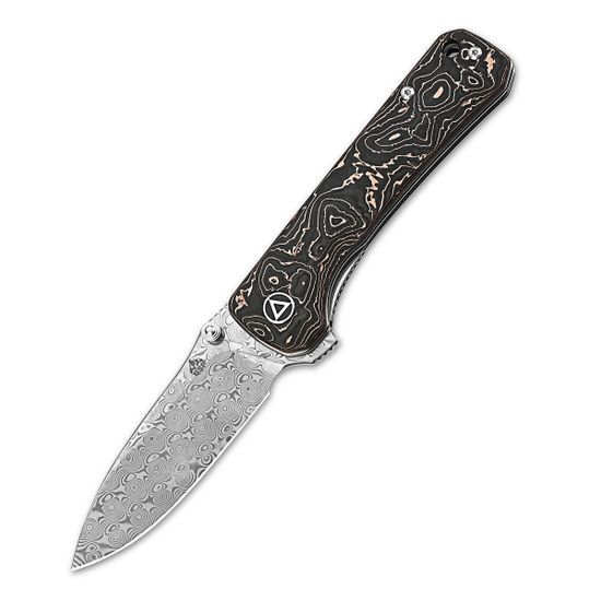 Складной нож QSP QS131-S Hawk c клинком из стали Laminated Damascus, рукоять карбон Copper Foil