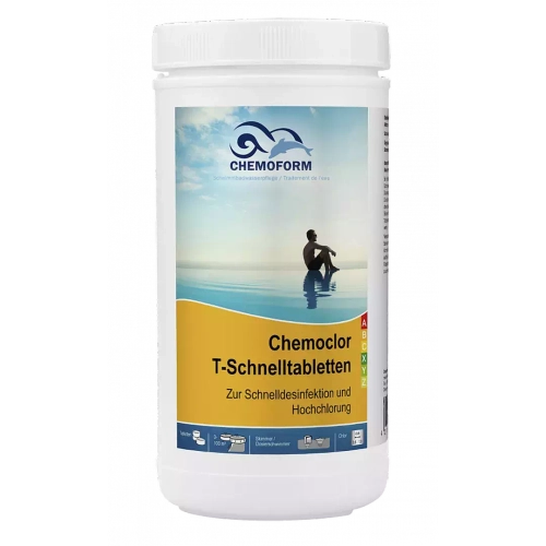 Кемохлор Т - 1кг - Ударный хлор для бассейна в таблетках по 20гр - 0504101 - Chemoform, Германия
