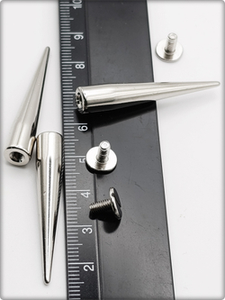 Шипы конусные 40х6мм на винте для декора браслетов, чокеров.