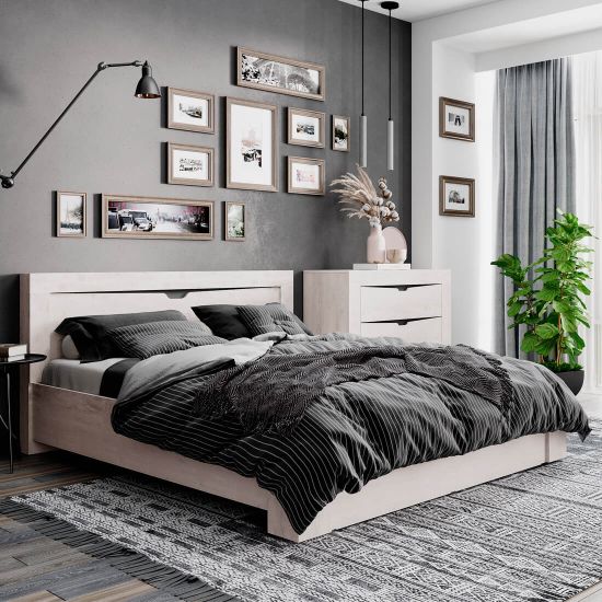 Леонардо bts КР-15 Кровать бетон пайн светлый/графит без тахты