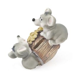Фигурка декоративная (копилка) "Мышки на бочке" 13*8*12см. (транспортная упаковка)