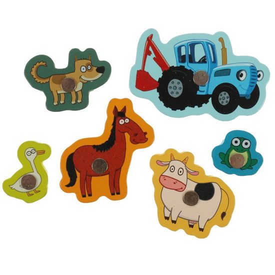 Деревянная игрушка-рыбалка «Синий Трактор» Игра ловим + 2 удочки СИНИЙ ТРАКТОР в пак. Буратино