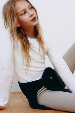 ZARA ЛЕГИНСЫ В РУБЧИК ИЗ МОДАЛА С ЭТИКЕТКОЙ, СЕРО-КОРИЧНЕВЫЙ