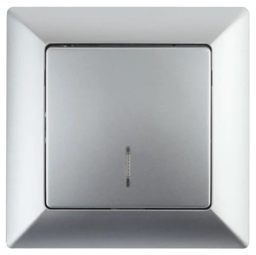 Выключатель Intro Solo 4-102-03 одноклавишный с подсветкой 10А-250В IP20 СУ алюминий