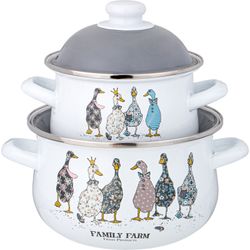 НАБОР КАСТРЮЛЬ AGNESS ЭМАЛИРОВАННЫХ СЕРИЯ "FAMILY FARM", 4ПР. 1,5Л И 2,8Л, 16Х10СМ, 20Х12СМ
