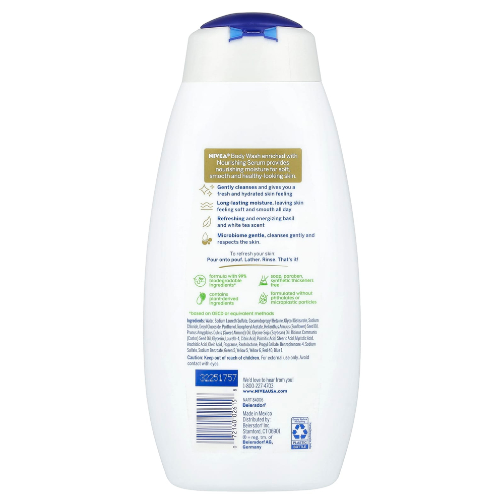 Nivea, Освежающее гель для душа, базилик и белый чай, 591 мл (20 жидк. унц.)