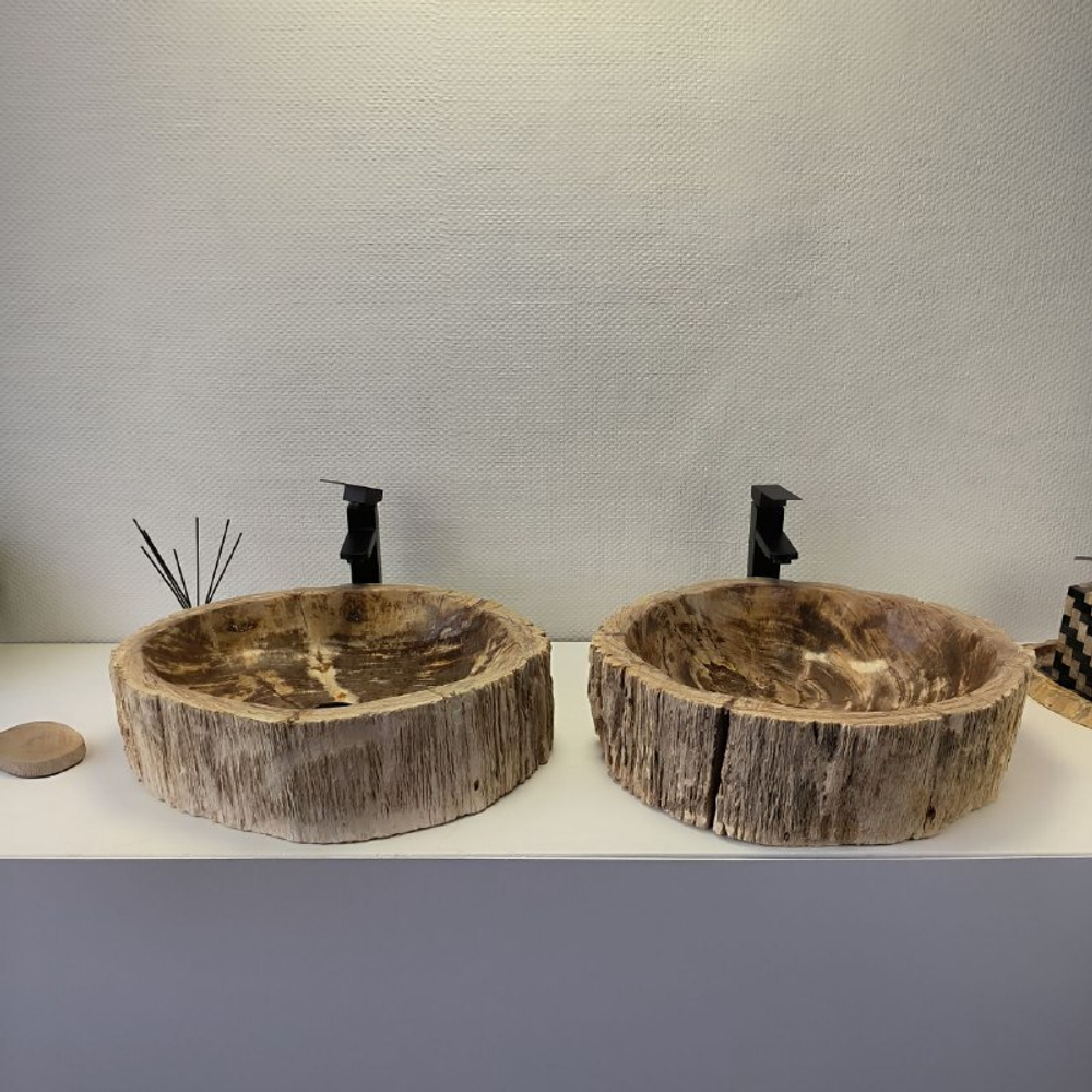 Раковина из окаменелого дерева ПАРА! OD-62335 56*49*16 2шт