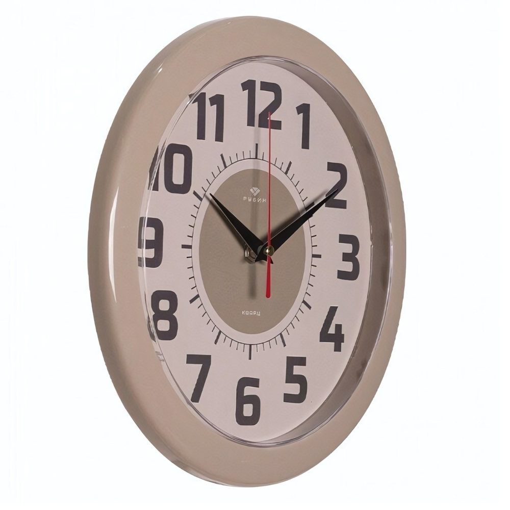 2323-125 Часы настенные круг d=24,5см, корпус бежевый "Классика" Рубин