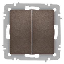 Выключатель Intro Accent 6-104-08 двойной, 10А-250В, IP20, СУ, AL/CU, бронза
