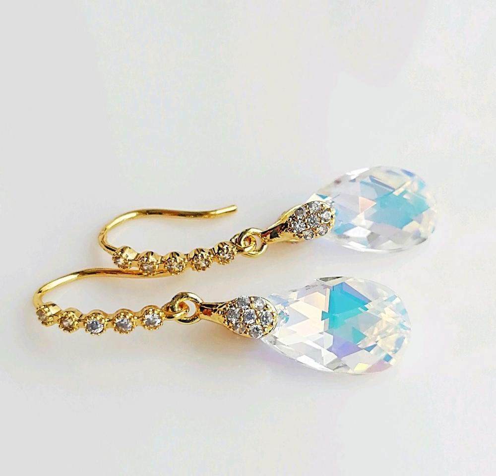 Серьги капли с австрийскими кристаллами на выпускной