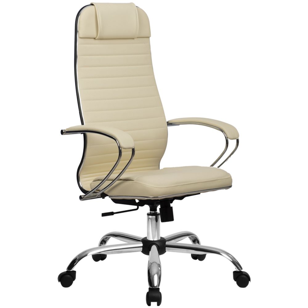 Кресло руководителя Метта "S" SU-1-BK комплект 6, CH-2/CH, кожа беж."NewLeather" №720, топ-ган (107/003)